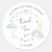 Boho Sun Rainbow Baby Jongensdouche Dank u Ronde Sticker (Voorkant)