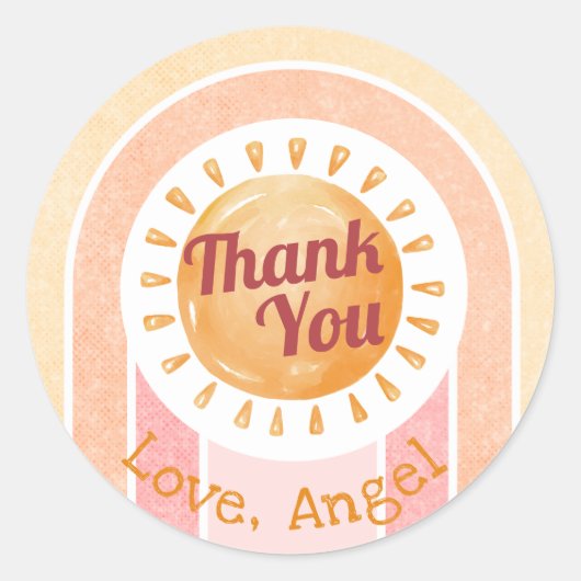 Boho Sun Rainbow Girls eerste verjaardag Ronde Sticker (Voorkant)