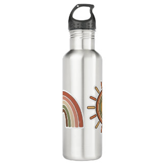 Boho Sun & Rainbow Water Bottle  Waterfles