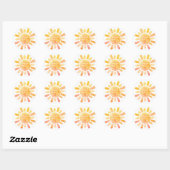 Boho Sun Rays First Birthday Party Ronde Sticker (Vel)