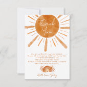 Boho sun regenboog oranje baby shower bedankkaart (Voorkant)