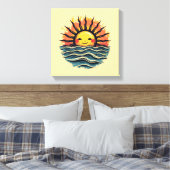 Boho Sun Smiley Canvas Muurkunst Print (Insitu (Slaapkamer))