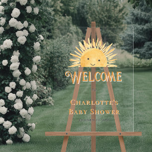 Boho Sun Sunshine Baby shower Welkom Acryl Bord