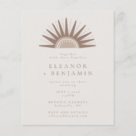 Boho Sun Taupe Unique Budget Wedding Invitation