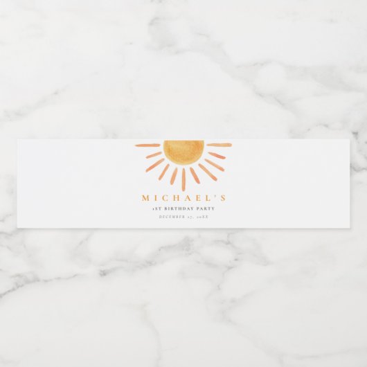 Boho Sun Verjaardag Waterfles Etiket (Enkel label)