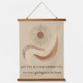 Boho Sun Wall Tapestry – Gouden Zon met Inspira Hangend Wandkleed (Voorkant)