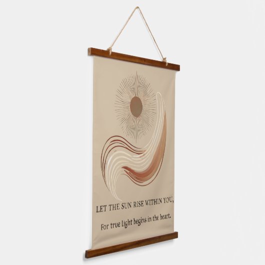 Boho Sun Wall Tapestry – Gouden Zon met Inspira Hangend Wandkleed (Gebogen)