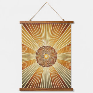 Boho Sun Wall Tapestry – Gouden Zonnestraal met Oo Hangend Wandkleed