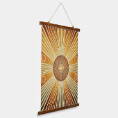 Boho Sun Wall Tapestry – Gouden Zonnestraal met Oo Hangend Wandkleed (Gebogen)