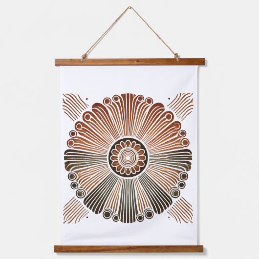 Boho Sun Wall Tapestry – Gouden Zonnestraal met Oo Hangend Wandkleed (Voorkant)