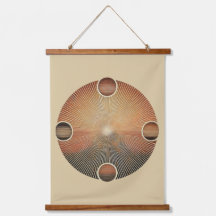 Boho Sun Wall Tapestry – Gouden Zonnestraal met Oo