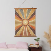 Boho Sun Wall Tapestry – Gouden Zonnestraal met Oo Hangend Wandkleed (Slaapkamer)