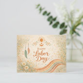 Boho Sun Wildflowers Happy Labor Day Feestdagenkaart (Staand voorkant)