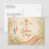 Boho Sun Wildflowers Happy Labor Day Feestdagenkaart (Voorkant / Achterkant)