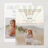 Boho Sunburst Afstudeer Uitnodiging  (Voorkant / Achterkant)