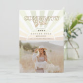 Boho Sunburst Afstudeeruitnodiging  Kaart (Staand voorkant)