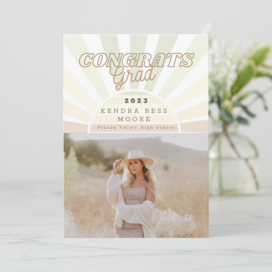 Boho Sunburst Afstudeeruitnodiging  Kaart (Staand voorkant)