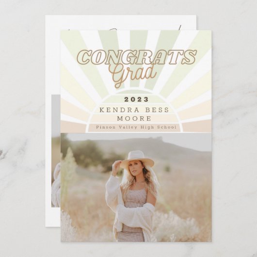 Boho Sunburst Afstudeeruitnodiging  Kaart (Voorkant / Achterkant)