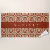Boho Sunburst Haakpatroon Terracotta Monogram Strandlaken (Voorkant)