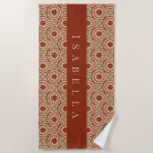 Boho Sunburst Haakpatroon Terracotta Monogram Strandlaken (Voorkant)