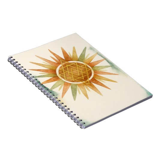Boho Sunburst Watercolor Notebook – Personalized Notitieboek (Rechterzijde)