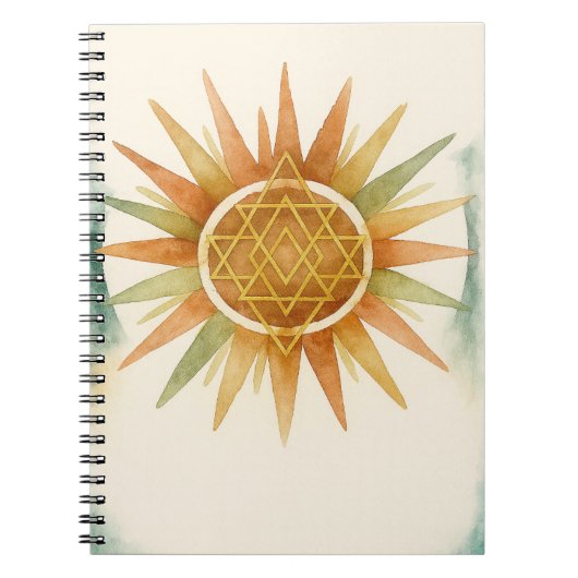 Boho Sunburst Watercolor Notebook – Personalized  Notitieboek (Voorkant)