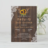 Boho Sunflower Antlers Baby-Q Baby shower Kaart (Staand voorkant)