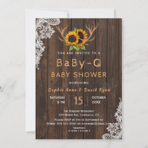 Boho Sunflower Antlers Baby-Q Baby shower Kaart