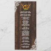 Boho Sunflower Antlers Wood Lace Wedding Program Programmakaart (Achterkant)