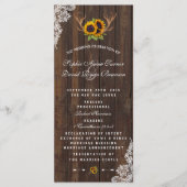 Boho Sunflower Antlers Wood Lace Wedding Program Programmakaart (Voorkant)