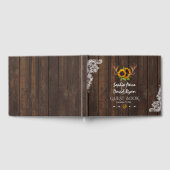 Boho Sunflower Antlers Wood Weddenschap Gastenboek (Volledig)