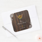 Boho Sunflower Antlers Wood Weddenschap Vierkante Sticker (Envelop)