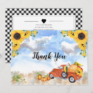 Boho Sunflower   Baby shower van pompoenen-meisjes Bedankkaart