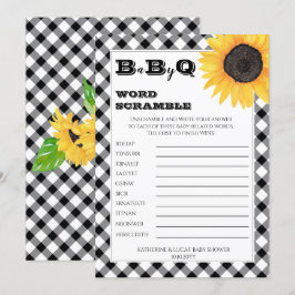 Boho Sunflower Baby shower Word Scramble Kaart
