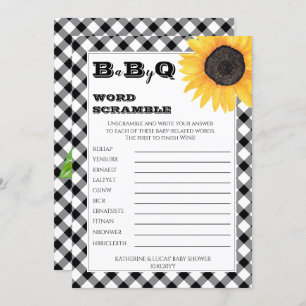Boho Sunflower Baby shower Word Scramble Kaart