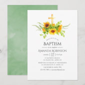 Boho Sunflower Baptism of Christening Kaart (Voorkant / Achterkant)