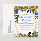 Boho Sunflower Blue Bachelorette Weekend Itinerary Uitnodiging Briefkaart (Voorkant / Achterkant)