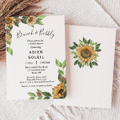Boho Sunflower Brunch en Bubble Vrijgezellenfeest Kaart