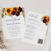 Boho Sunflower Burgundy Floral helemaal in één huw Kaart