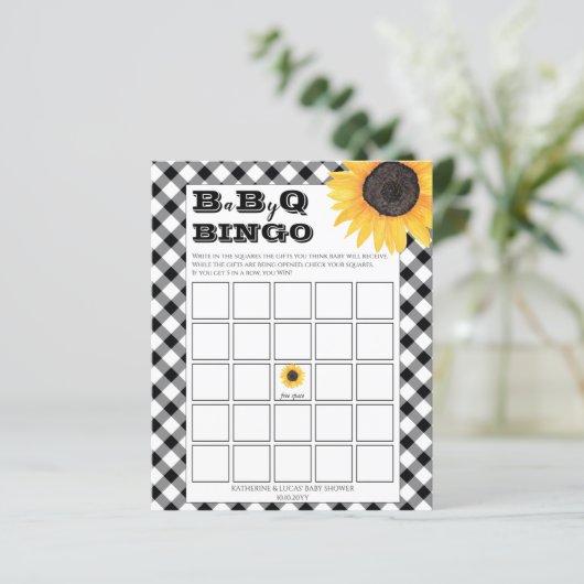 Boho Sunflower | BW Checkings Baby shower Bingo In (Staand voorkant)