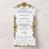 Boho Sunflower Complete RSVP Wedding All In One Uitnodiging (Binnen)
