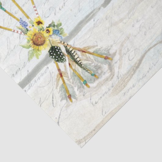 BOHO Sunflower Deer Skull Florence Decoupage Tissuepapier (Detail)