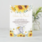 Boho Sunflower Elephant Baby shower per post Kaart (Staand voorkant)