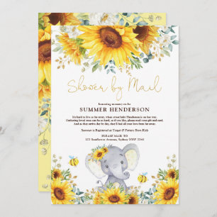 Boho Sunflower Elephant Baby shower per post Kaart