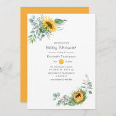 Boho Sunflower Eucalyptus Baby shower Kaart (Voorkant / Achterkant)
