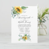 Boho Sunflower Eucalyptus Baby shower per post Kaart (Staand voorkant)