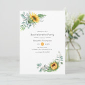 Boho Sunflower Eucalyptus Bachelorette Kaart (Staand voorkant)