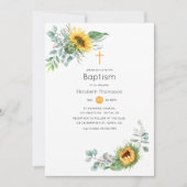 Boho Sunflower Eucalyptus Baptisme Kaart (Voorkant)