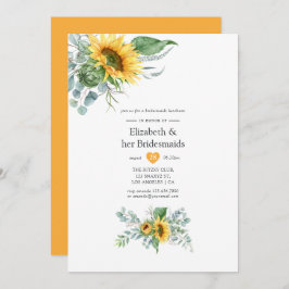 Boho Sunflower Eucalyptus Bridesmaids Luncheon Kaart