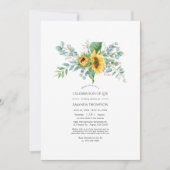 Boho Sunflower Eucalyptus Celebration of Life Invi Kaart (Voorkant)
